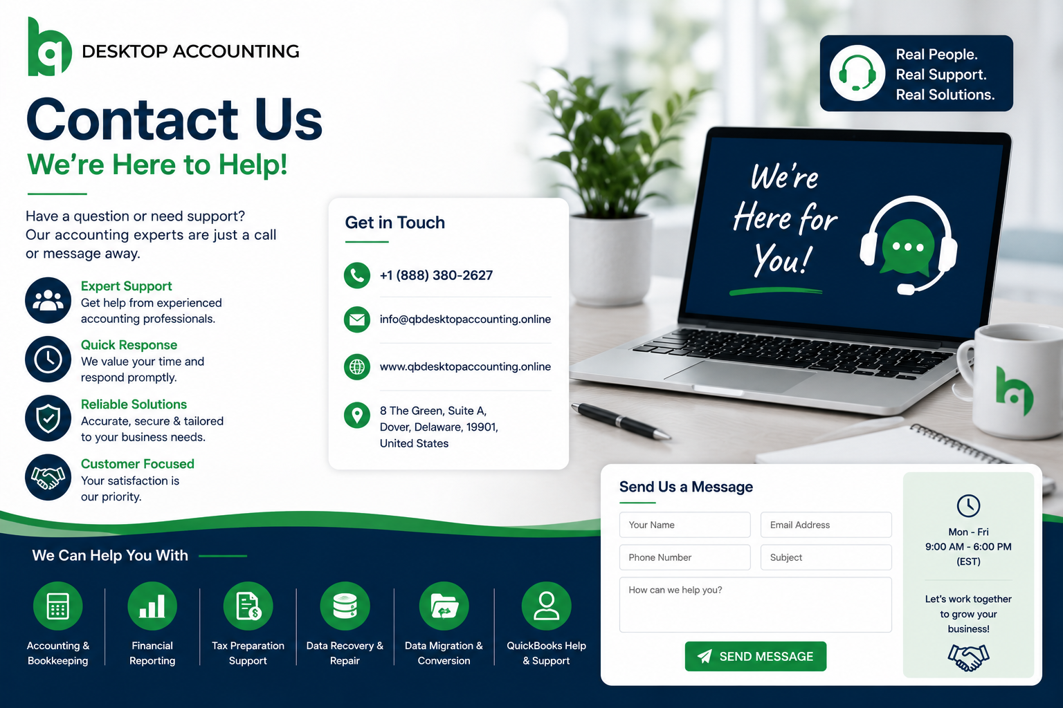 Reach our QuickBooks Desktop experts